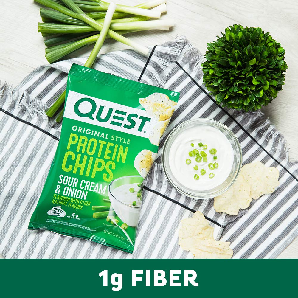 Quest Nutrition Sour Cream & Onion Protein Chips, Low Carb, Gluten Free, Potato Free, Baked, (8 Count of 1.1 oz Bags) 9 oz