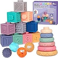 Dreampark Baby Toys 6 to 12 Months - Montessori Toys for Babies 0-6-12-18 Months - Stacking Building Blocks & Sensory Educational Toys & Infant Teething Toys for Toddlers 3 6 9 12 18 Months Boys&Girls