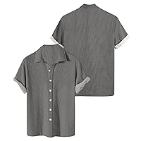 SOOUICKER Casual Shirts for Men Summer Short Sleeve Shirt Men's Large Sizes Shirt Men's Short Sleeve Regular Fit Hawaiian Shirt Men Plain Shirt Men's Casual Summer Shirt Men's Short Sleeve