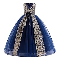 Flower Girl Dresses Embroidered 3D Floral Beads Applique Maxi Princess Wedding Party Bridesmaid Pageant Communion Formal Gown