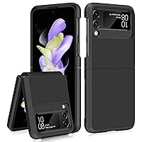 SAMONPOW for Samsung Galaxy Z Flip 4 Case, Z Flip 4 Case with Upgraded Hinge Protection Dual Layer Hard PC Soft TPU Bumper Full Body Shockproof Flip 4 Phone Case for Galaxy Z Flip 4 5G Case - Black