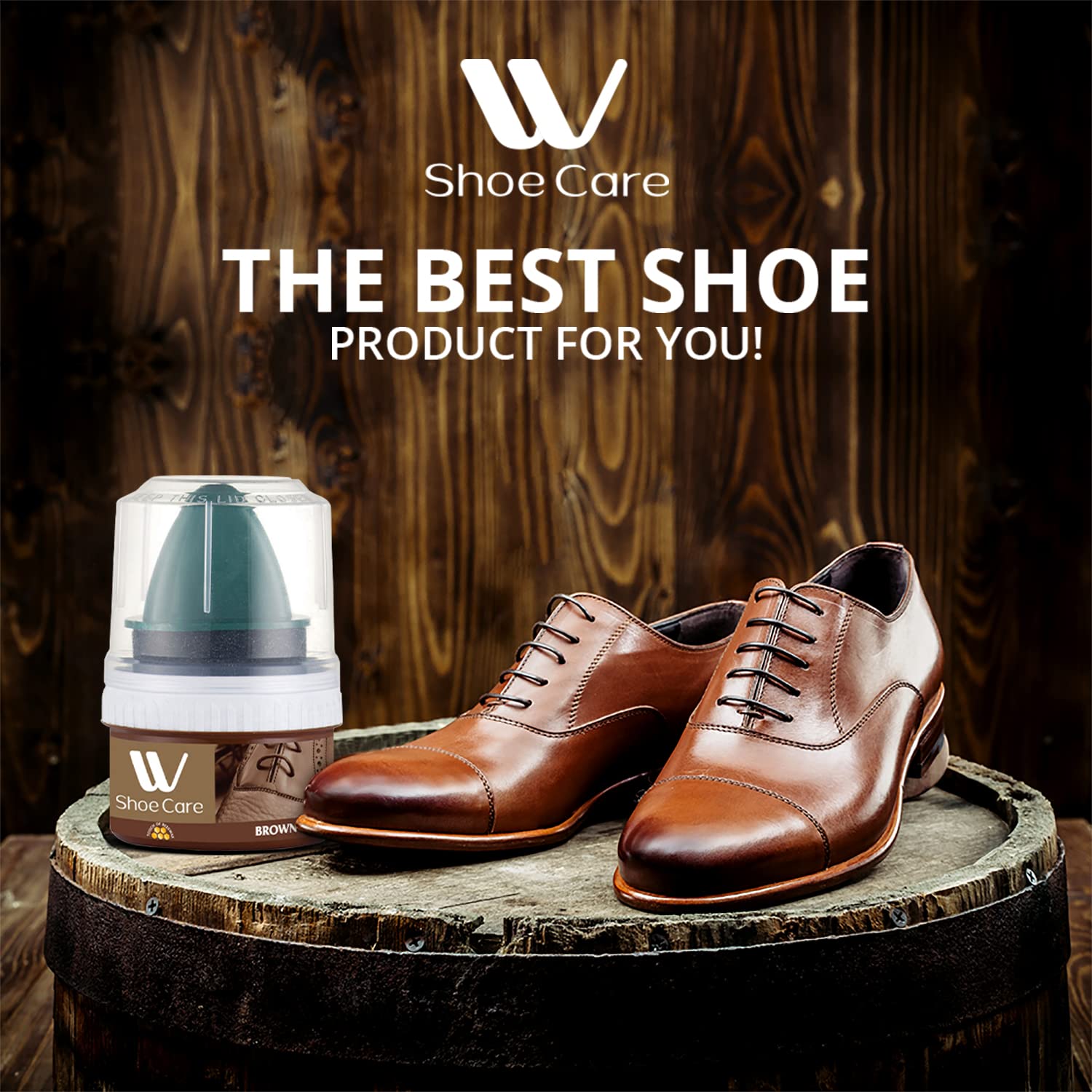 W Shoe Care Shoe Cream with Sponge Applicator, Protects Leather from Scuffs and Scratches, Best for All Kind of Leather Surfaces, Professional Shine with Black, Brown & Neutral