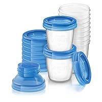 AVENT Breast Milk Storage Cups And Lids, 10 6oz Containers, SCF618/10