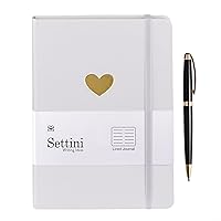 Journal with Pen - Hardcover Notebook - Lined Journal - A5 Notebook - Writing Journal with Luxury Pen (White Heart)