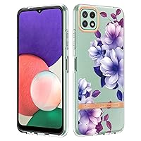 Case Compatible with Samsung A22 5G, Luxury Shiny Flower Floral Slim Protective Case for Galaxy A22 5G (Purple Begonia)