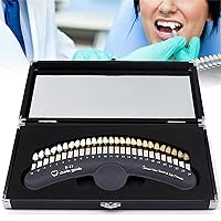 27 Colors Dental Teeth Shade Guide, Tooth Bleaching Shade Chart with Case and Mirror, Dental Material for Dental Clinic, Individual, Hospital