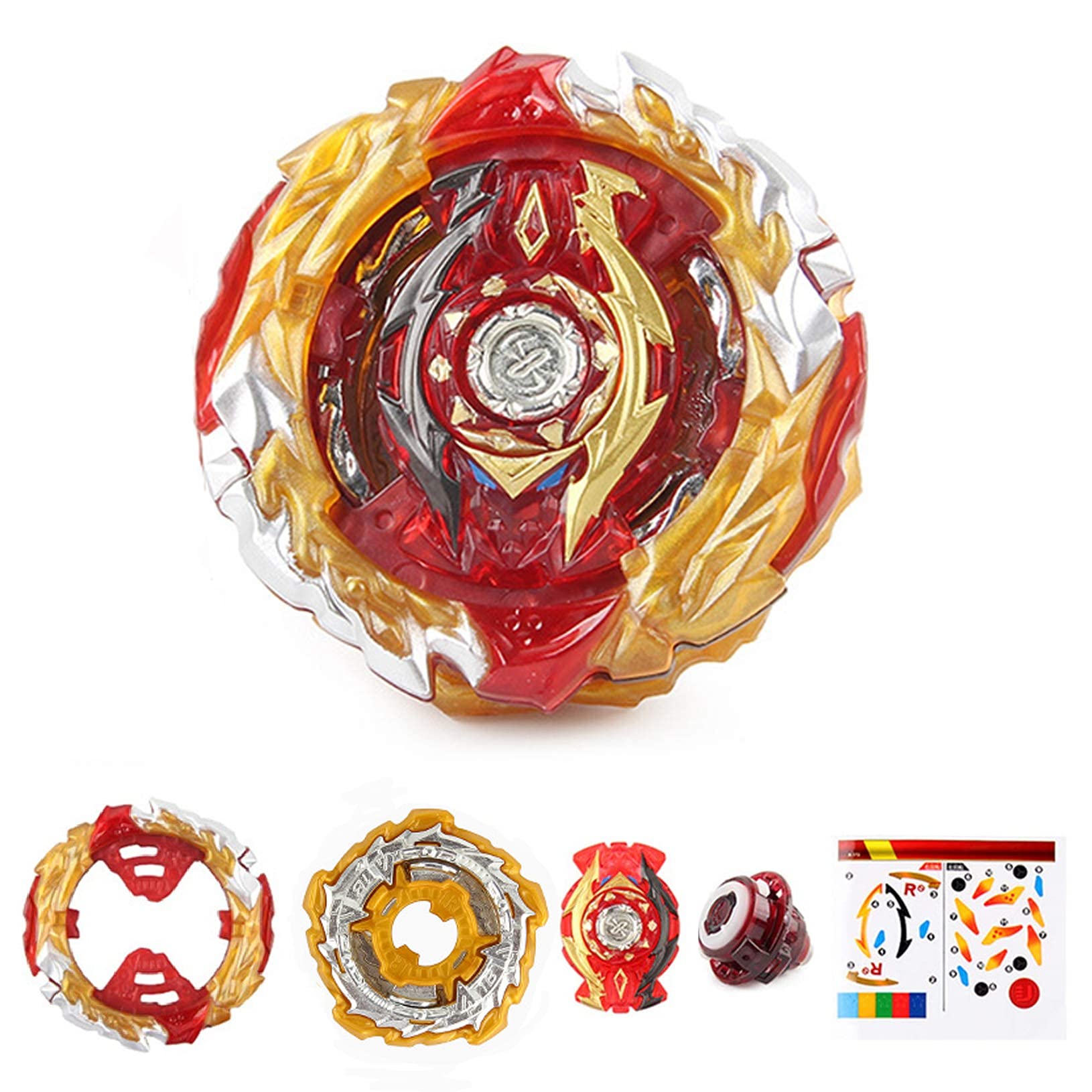 Battling Sparking String Launcher, World Spriggan Top Burst Launcher Set, Left and Right Spin String Launcher Grip Compatible with All Bey Burst Series - Red