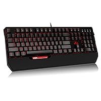 Mechanical Keyboard (QWERTZ) Rii K66 USB Wired Anti-Ghosting Mechanical Programmable Gaming Keyboard with Brown Silent Switch Red LED Illuminated with Backlit for PC, Windows, Mac
