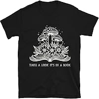 Take A Look It's in A Book Shirt, Book Lover Shirt, Wildflowers Mushroom Book Shirt, Cottagecore Book Nerd Shirt, Floral Librarian Shirt