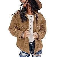 ZOLUCKY Womens Button Down Shirts Casual Long Sleeve Shacket Jacket Loose Fit Blouses Tops