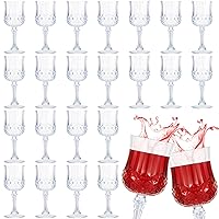 24 Pcs Patterned Plastic Wine Glasses Colorful Goblet Champagne Flutes Glasses Vintage Style Dishwasher Safe Drinking Glasses for Wedding, Reception, Grand Event Party Supplies (Transparent)