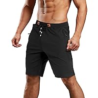 MAGCOMSEN Men's Summer Running Shorts Elastic Waist Cotton Gym Shorts Mens Zip Pockets Sports Joggers Shorts