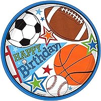 Multi-Sports Ball Birthday Round Plates, 7