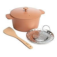 Goodful All-In-One Pot, Multilayer Nonstick, High Performance Cast Dutch Oven With Matching Lid, Roasting Rack And Turner, Made Without PFOA, Dishwasher Safe Cookware, 4.7-Quart, Terracotta