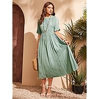 Dresses for Women - Keyhole Back Batwing Sleeve Dress (Color : Mint Green, Size : Small)