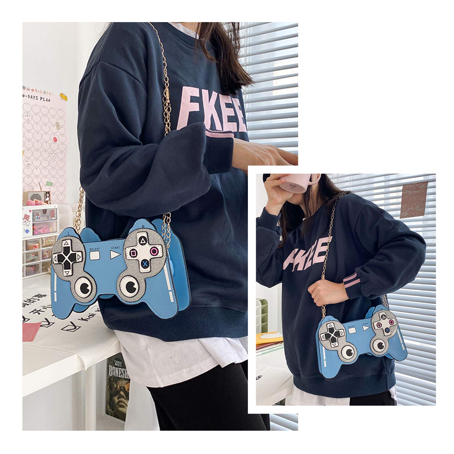 SUKUTU Camera Gamepad Shaped Purse for Women Crossbody Bag Novel Fashion Girls PU Cute Shoulder Messenger Bag