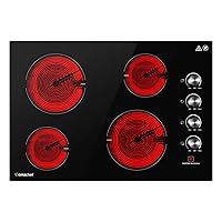 AMZCHEF 30 Inch Electric Cooktop Built-in Electric Burner with 4 Burners, ETL Safety Certified, 240V Power Control by Knob, 7000W Electric Stove with Hot Surface Indicator