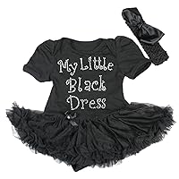 Petitebella My Little Black Dress Cotton Bodysuit Black Baby Dress Nb-18m