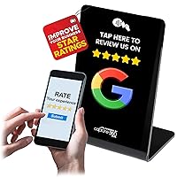 NFC Review Card Stand - Digital Feedback Collection with Single-Tap Technology, Simplified Quick-Scan Setup, User-Friendly, Ideal for Cafes, Retail, Salons, Hotels - Black, Pack of 1