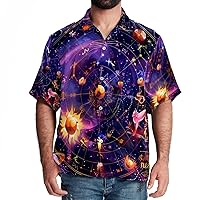 Hawaiian Shirts for Men, Short Sleeve Shirts for Men, Tropical Shirts for Men, Magic Universe Constellation Planet