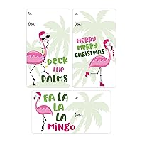Pink Flamingo Gift Tag Stickers – 75 Labels, Tropic Christmas Peel and Stick Gift Wrap Tags