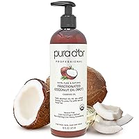 PURA D'OR Organic Fractionated Coconut Oil (16oz) USDA Certified 100% Pure & Natural Scent-Free Carrier Oil - Moisturizing For Face, Skin & Hair, Men & Women (Packaging may vary)