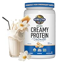 Garden of Life Creamy Vanilla Cookie Protein Powder + Oatmilk 20g Organic Vegan Plant Based Protein, Coconut Water, MCTs, Sprouted Grains, Prebiotics, Probiotics – Non-GMO, Gluten-Free, 1.90 LB