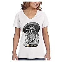 Women's Charrita Muertos Dead Mexican V-Neck Short Sleeve T-Shirt
