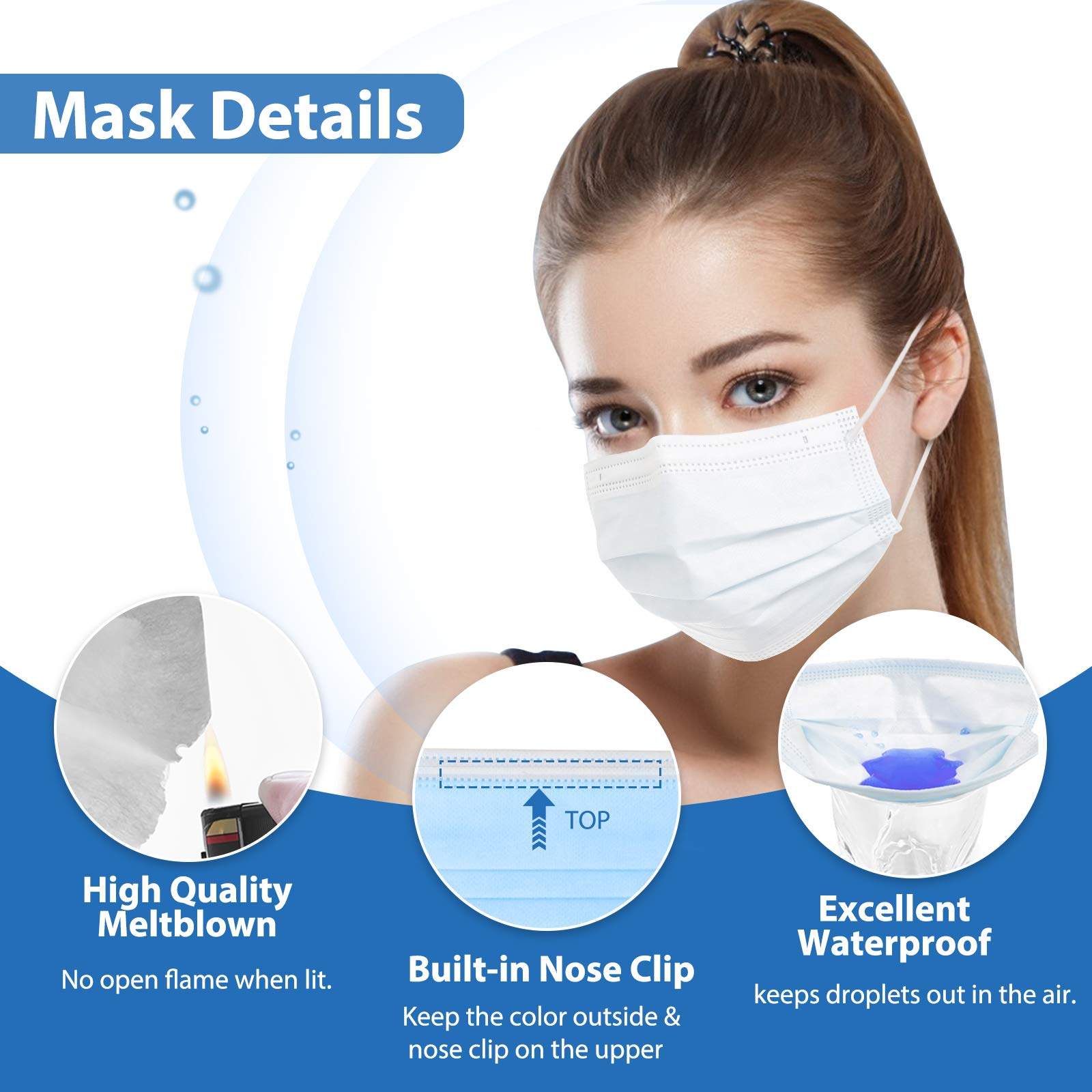 Assacalynn [Upgraded Packaging] Disposable Face Masks White 50pcs, Individually Packed 3 Layer White Masks for Men Women Adult