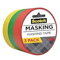 Scotch Expressions Masking Tape, 94 in x 20 yd, 3 Rolls/Pack, Red, Yellow, Green (3437-3PRM)