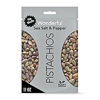 Wonderful Pistachios No Shells, Sea Salt & Pepper 11 Ounce, Protein Snack, Carb-Friendly, Gluten Free, On-the Go Snack (11 oz) (Pack of 2)