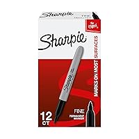 SHARPIE Black Markers Set: Stylish Black Markers Permanent, Fine Point, 12 Count