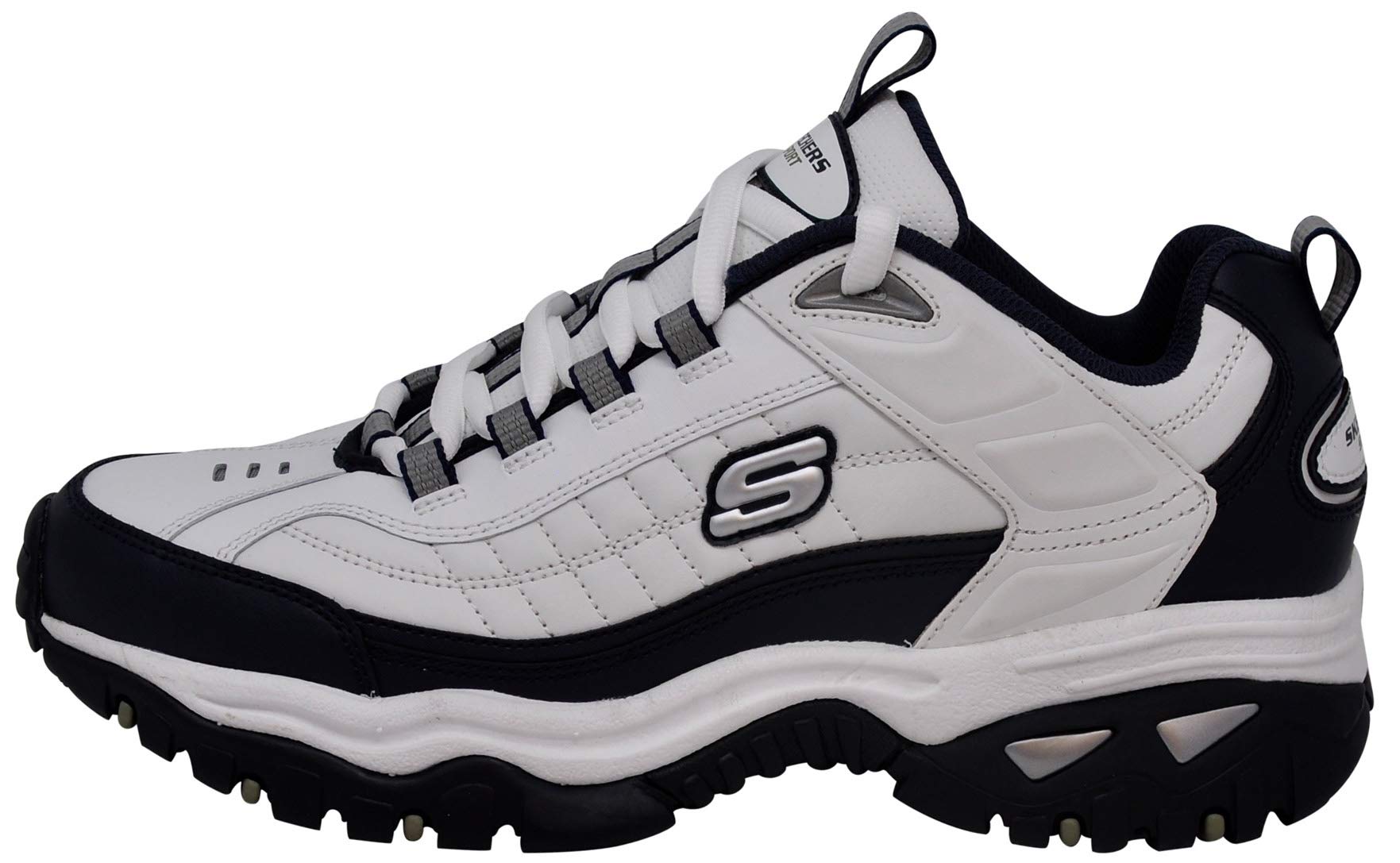 Skechers Men's Energy Afterburn Shoes Lace-Up Sneaker, White/Navy, 6.5 Wide