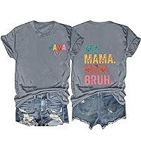 Mama Shirts for Women Mom Shirts Mother's Day Shirts Gift Casual Short Sleeve Mama Graphic Tee Crew Neck Summer Tops