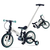 Toddler Bike with Push Handle for Kids 18 Months-5 Years, 6 in 1 Push Bike with Training Wheels & Pedals, Balance Bike for Boys and Girls with Brakes & Kickstand