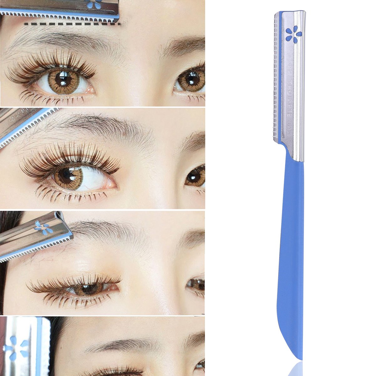 Tinksky 5pcs Eyebrow Shaper Razor Trimmer Shaver Hair Remover Set (Blue)