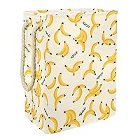 Yellow Bananas Laundry Hamper With Handles Large Collapsible Basket For Storage Bin, Kids Room, Home Organizer, Cloth Storage, 19.3x11.8x15.9 In