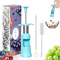 Grape Cutter Slicer for Toddlers Grape Slicer with 2 Straw Brushes Cuts Grape & Tomato & Blueberry into 4 Pieces Toddler Essentials Fruit Cutter with 2 Types of Slicing for Salad, Pasta (Blue)
