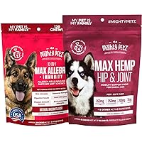 MAX Dog Allergy Relief + Mighty Petz MAX Hemp Glucosamine for Dogs Bundle