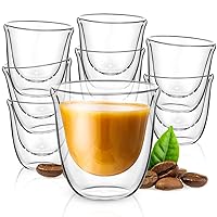 2 oz Espresso Glass Cups Set of 8, Double Wall Espresso Shot Glasses Clear Insulated Coffee Mug for Espresso Cappuccino Latte