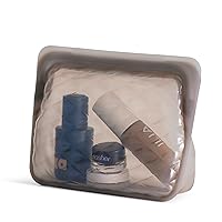 Stasher Reusable Silicone Makeup Bag, Storage Bag Organizer, Dishwasher Safe, Leak-free, Taupe