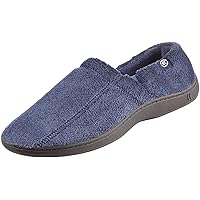 Isotoner Men's Microterry Moccasin Slipper with Memory Foam, Heel Cushion and Versatile Sole