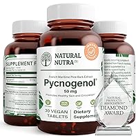 Natural Nutra Pycnogenol Supreme French Maritime Pine Bark Extract Supplement, Immune Support Supplements for Men and Women, 30 Vegan Tablets 50mg