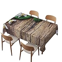 Rustic Wood tablecloth, 60x120 inch, Waterproof Stain Resistant Print table cloths, for Kitchen Indoor Outdoor Events party Decor-Rectangle Table Clothes for 8 Ft Tables, Brown Green White Pale Yellow