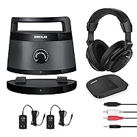 SIMOLIO Wireless TV Speakers & Over-Ear Wireless TV Headphones for Seniors, Hard of Hearing with Voice Highlighting, Tone Control, No Delay, 100ft Range