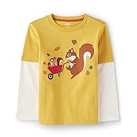 Gymboree Baby Boys' and Toddler Embroidered Graphic Long Sleeve Layered T-Shirts