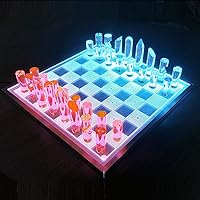 3D Luxe Acrylic Fire & Ice LED Light Glowing Chess Set