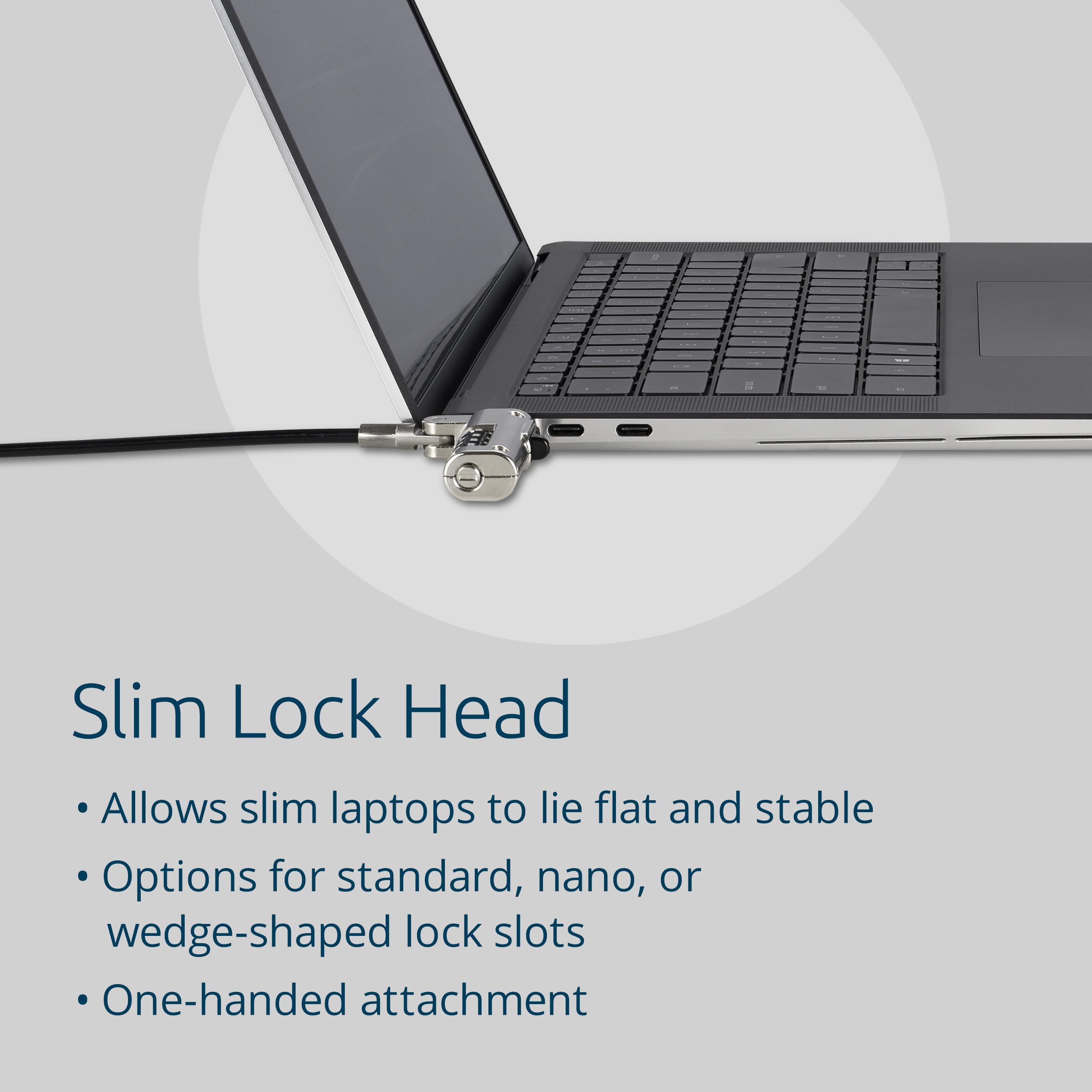 Kensington Simple Solutions Combination Laptop Lock for Nano Security Slot, Resettable Anti-Theft 4-Digit Combination Nano Slot Security Cable Lock (K60214WW)