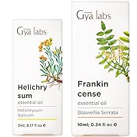 Helichrysum Oil for Skin (0.17 fl oz) & Frankincense Oil for Skin (0.34 fl oz) Set - 100% Natural Therapeutic Grade Essential Oils Set - Gya Labs