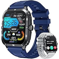 Smart Watch for Men Android iOS Mobile Phones: Smart Watch Fitness Tracker 2 Inch Full Touchscreen with Answer/Make Calls Waterproof Blood Pressure Heart Rate Sports Pedometer Sleep Digital